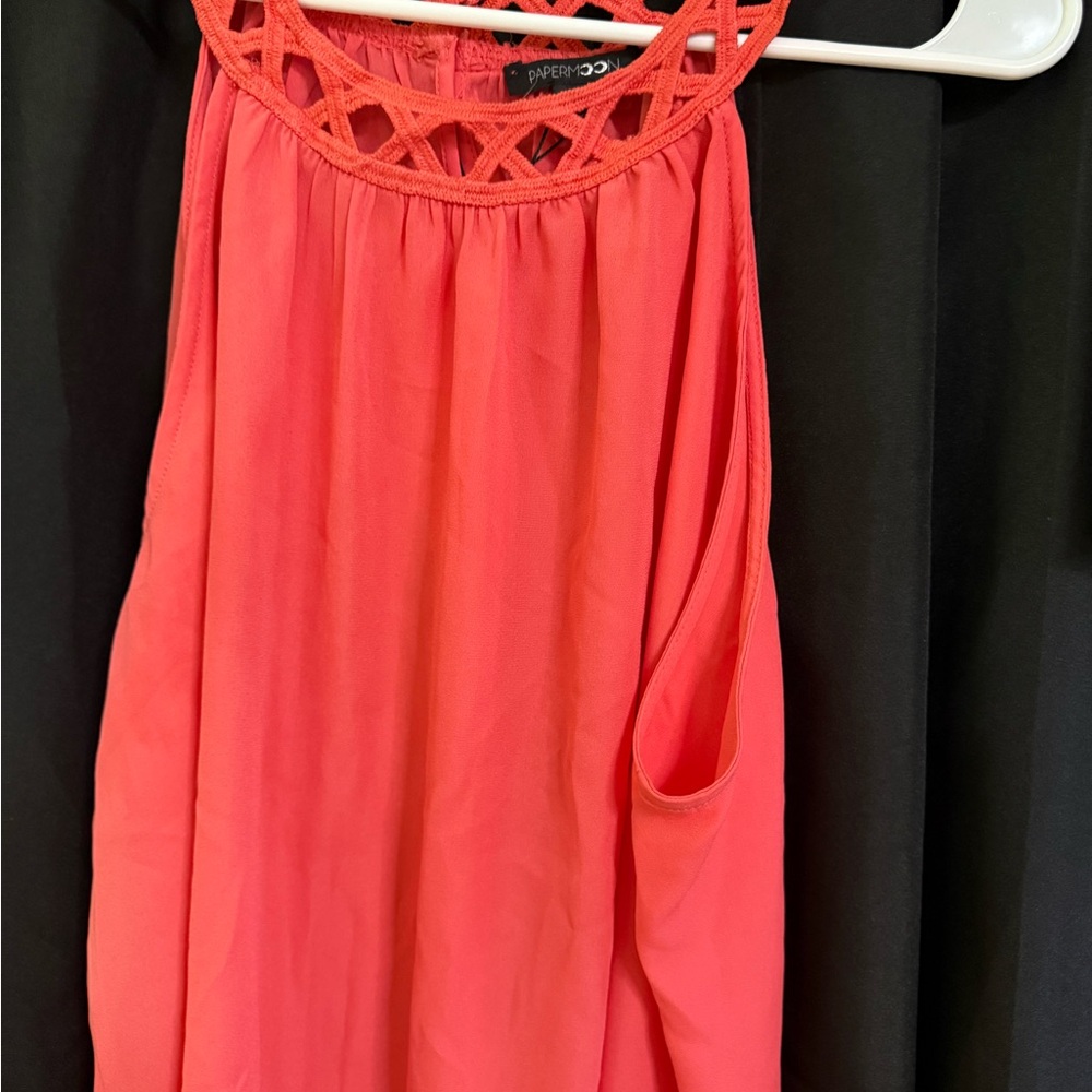 Papermoon Vibrant Coral Sleeveless Blouse